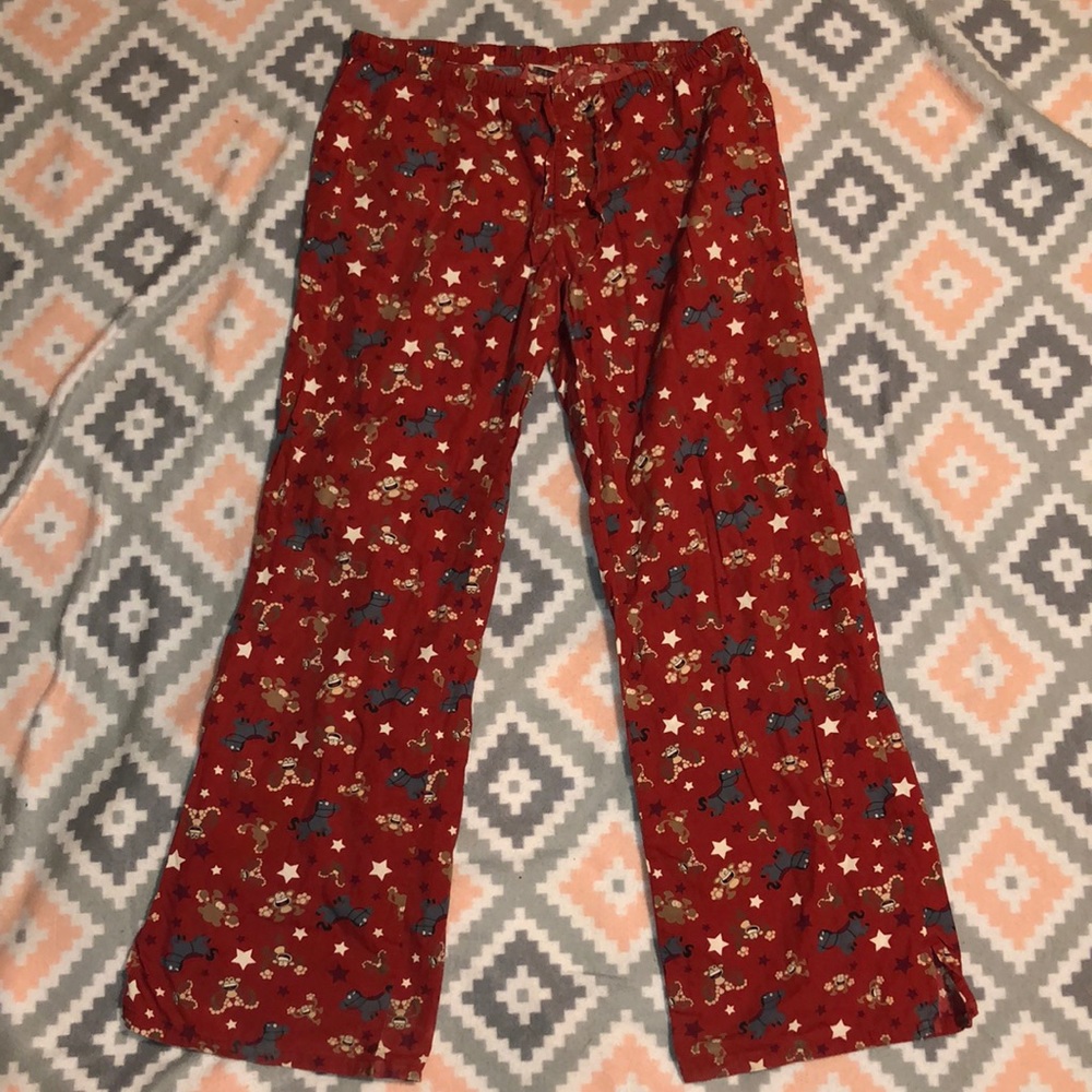 Tilt Womens Red With Monkeys&Horses&Stars Drawstring Lounge/Pajama Pants Size M